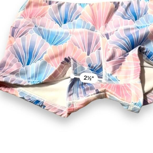 Fleo Pink, Blue & Purple Mermaid Shell Print Low Rise Activewear Shorts Sz S - Picture 7 of 9
